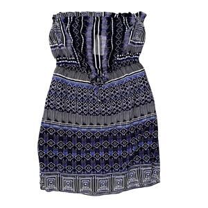 Kallie - Blue Patterned Sheer top Swim Cover Dress - NWT